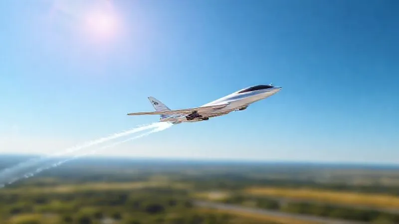 A photorealistic image of a futuristic, sleek airplane taking off into a clear blue sky, with a visible trail of clean energy. The design incorporates elements of nature, like subtle leaf patterns. Cinematic lighting, sharp focus on the aircraft, depth of field blurring the distant horizon. 8K, professional photography, shot on a high-end DSLR. A photorealistic image of a futuristic, sleek airplane taking off into a clear blue sky, with a visible trail of clean energy. The design incorporates elements of nature, like subtle leaf patterns. Cinematic lighting, sharp focus on the aircraft, depth of field blurring the distant horizon. 8K, professional photography, shot on a high-end DSLR.