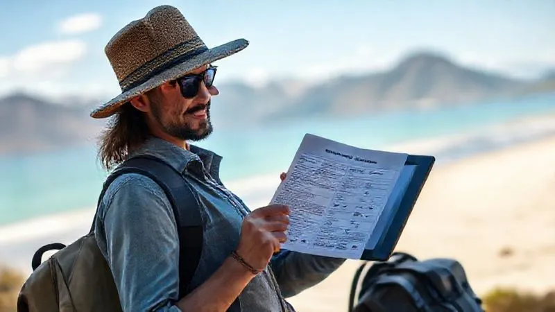 A photorealistic image of a traveler confidently reviewing a travel insurance policy document on a tablet, with a serene travel destination (like a mountain range or a calm beach) in the blurred background, emphasizing preparedness and peace of mind. Cinematic lighting, sharp focus on the tablet. A photorealistic image of a traveler confidently reviewing a travel insurance policy document on a tablet, with a serene travel destination (like a mountain range or a calm beach) in the blurred background, emphasizing preparedness and peace of mind. Cinematic lighting, sharp focus on the tablet.