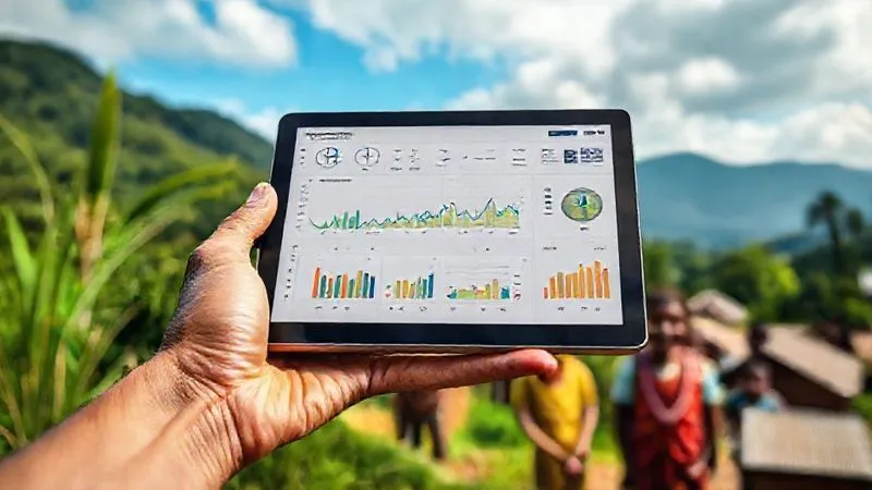 A photorealistic, professional photography, 8K, cinematic lighting, sharp focus, depth of field shot on a high-end DSLR of a hand holding a tablet displaying a complex dashboard with graphs and data points, superimposed over a vibrant, healthy natural landscape and a smiling local community, symbolizing the measurement of sustainable impact across environmental, social, and economic dimensions. A photorealistic, professional photography, 8K, cinematic lighting, sharp focus, depth of field shot on a high-end DSLR of a hand holding a tablet displaying a complex dashboard with graphs and data points, superimposed over a vibrant, healthy natural landscape and a smiling local community, symbolizing the measurement of sustainable impact across environmental, social, and economic dimensions.