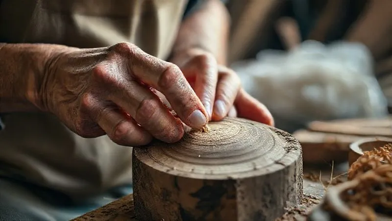 A photorealistic close-up of skilled artisan hands crafting a beautiful, natural-material product, with soft, natural light highlighting the details. 8K, sharp focus, depth of field. A photorealistic close-up of skilled artisan hands crafting a beautiful, natural-material product, with soft, natural light highlighting the details. 8K, sharp focus, depth of field.
