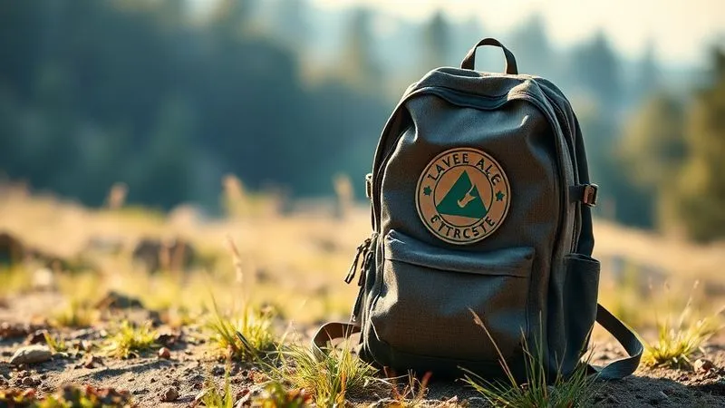 A photorealistic image of a single, well-maintained backpack with a "Leave No Trace" badge, sitting on a clean, natural landscape after a festival, symbolizing the successful application of sustainable principles. Soft morning light, sharp focus on the backpack, blurred natural background, 8K. A photorealistic image of a single, well-maintained backpack with a "Leave No Trace" badge, sitting on a clean, natural landscape after a festival, symbolizing the successful application of sustainable principles. Soft morning light, sharp focus on the backpack, blurred natural background, 8K.