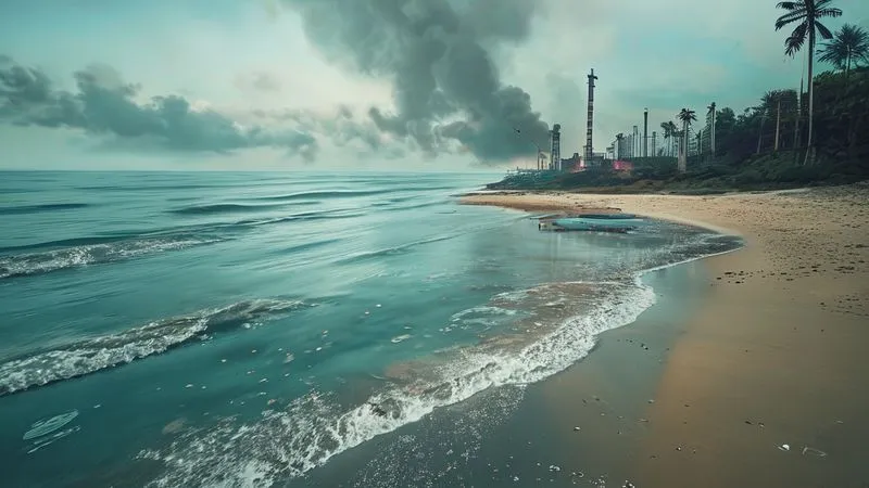 A photorealistic image of a glossy, idealized travel brochure depicting a pristine, untouched beach, but with a subtle, almost imperceptible layer of digital noise or distortion, revealing a faint overlay of industrial smoke or plastic waste when viewed closely. Professional photography, 8K, cinematic lighting, sharp focus on the brochure, depth of field blurring the background, shot on a high-end DSLR. The mood is one of superficial beauty hiding a darker truth. A photorealistic image of a glossy, idealized travel brochure depicting a pristine, untouched beach, but with a subtle, almost imperceptible layer of digital noise or distortion, revealing a faint overlay of industrial smoke or plastic waste when viewed closely. Professional photography, 8K, cinematic lighting, sharp focus on the brochure, depth of field blurring the background, shot on a high-end DSLR. The mood is one of superficial beauty hiding a darker truth.