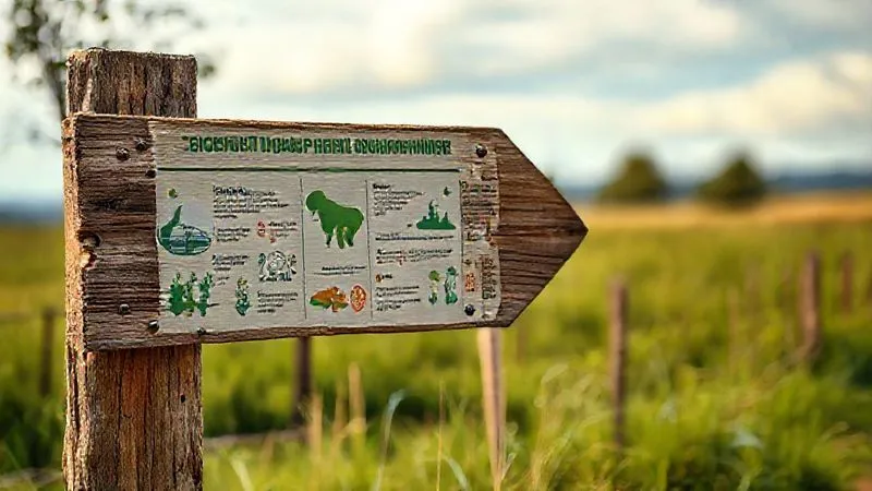 A photorealistic image of a beautifully designed infographic on a rustic wooden signpost in a rural setting, explaining sustainable practices to tourists in an engaging and clear way. The infographic uses natural colors and simple icons. Professional photography, 8K, cinematic lighting, sharp focus on the sign, depth of field blurring the surrounding nature, shot on a high-end DSLR. A photorealistic image of a beautifully designed infographic on a rustic wooden signpost in a rural setting, explaining sustainable practices to tourists in an engaging and clear way. The infographic uses natural colors and simple icons. Professional photography, 8K, cinematic lighting, sharp focus on the sign, depth of field blurring the surrounding nature, shot on a high-end DSLR.
