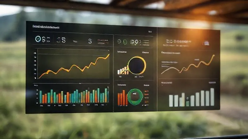A photorealistic, professional photography shot of a modern, clean dashboard interface displaying key performance indicators (KPIs) for sustainable rural tourism. Graphs and charts show growth in local product sales, community engagement, and environmental impact metrics. Cinematic lighting, sharp focus on the data, depth of field blurring a background of a rural landscape through a window, 8K, shot on a high-end DSLR, evoking data-driven success and transparency. A photorealistic, professional photography shot of a modern, clean dashboard interface displaying key performance indicators (KPIs) for sustainable rural tourism. Graphs and charts show growth in local product sales, community engagement, and environmental impact metrics. Cinematic lighting, sharp focus on the data, depth of field blurring a background of a rural landscape through a window, 8K, shot on a high-end DSLR, evoking data-driven success and transparency.