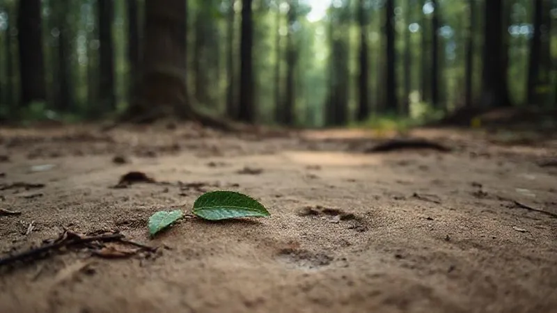 A photorealistic image of a pristine forest floor with a single, small, biodegradable leaf slowly decomposing, contrasting with a subtle, almost invisible human footprint on the soft earth. The scene emphasizes the 'leave no trace' principle, with cinematic lighting and a sense of untouched wilderness. 8K, professional photography. A photorealistic image of a pristine forest floor with a single, small, biodegradable leaf slowly decomposing, contrasting with a subtle, almost invisible human footprint on the soft earth. The scene emphasizes the 'leave no trace' principle, with cinematic lighting and a sense of untouched wilderness. 8K, professional photography.