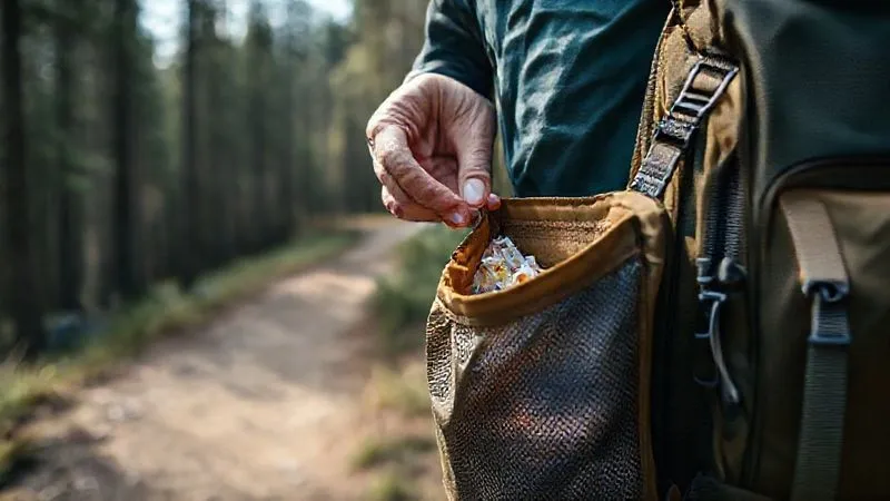 photorealistic, professional photography, 8K, cinematic lighting, sharp focus, depth of field, shot on a high-end DSLR. A close-up shot of a hiker carefully placing a small piece of litter into a designated, reusable trash bag attached to their backpack, with a pristine, untouched forest trail stretching into the background. The focus is on the responsible action, highlighting the 'pack it in, pack it out' principle. photorealistic, professional photography, 8K, cinematic lighting, sharp focus, depth of field, shot on a high-end DSLR. A close-up shot of a hiker carefully placing a small piece of litter into a designated, reusable trash bag attached to their backpack, with a pristine, untouched forest trail stretching into the background. The focus is on the responsible action, highlighting the 'pack it in, pack it out' principle.