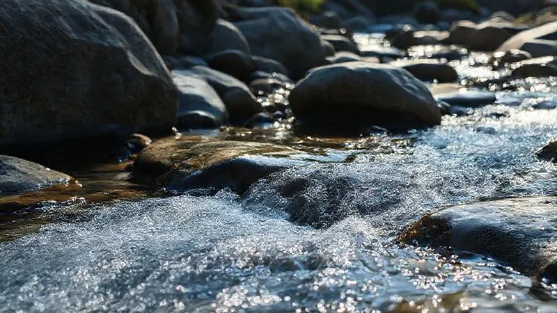 A photorealistic image of a pristine mountain stream flowing over smooth rocks, with a subtle, almost invisible sheen of microplastic particles suspended in the water, illuminated by a ray of sunlight. The scene is serene but carries a hint of environmental degradation, professional photography, 8K, cinematic lighting, sharp focus, depth of field, shot on a high-end DSLR. A photorealistic image of a pristine mountain stream flowing over smooth rocks, with a subtle, almost invisible sheen of microplastic particles suspended in the water, illuminated by a ray of sunlight. The scene is serene but carries a hint of environmental degradation, professional photography, 8K, cinematic lighting, sharp focus, depth of field, shot on a high-end DSLR.